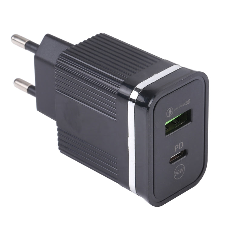 46-A2C2 20W PD + QC3.0 USB Multifunction Fast Charger,EU Plug(Black)