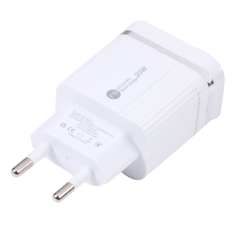 46-A2C2 20W PD + QC3.0 USB Multifunction Fast Charger,EU Plug(White)