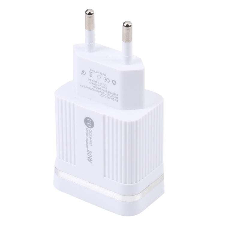 46-A2C2 20W PD + QC3.0 USB Multifunction Fast Charger,EU Plug(White)