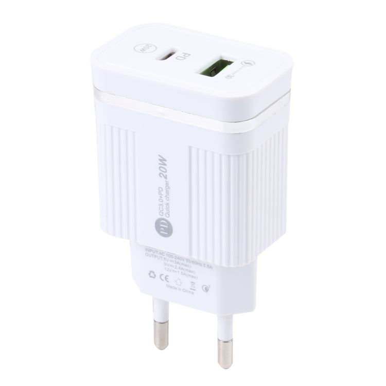 46-A2C2 20W PD + QC3.0 USB Multifunction Fast Charger,EU Plug(White)