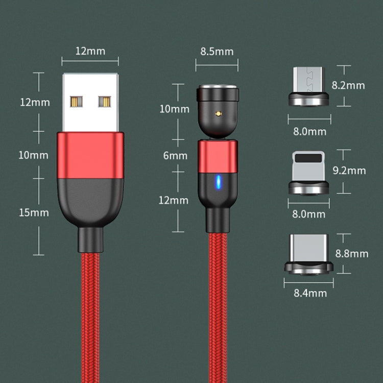 1m 3A Output 3 in 1 USB to 8 Pin + USB-C / Type-C + Micro USB 540 Degree Rotating Magnetic Data Sync Charging Cable(Purple)