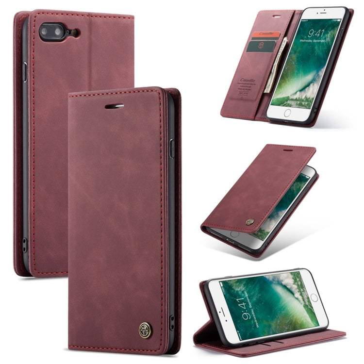 CaseMe-013 Multifunctional Retro Frosted Horizontal Flip Leather Case for iPhone 7 Plus / 8 Plus, with Card Slot & Holder & Wallet(Khaki)