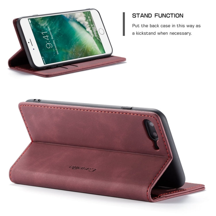 CaseMe-013 Multifunctional Retro Frosted Horizontal Flip Leather Case for iPhone 7 Plus / 8 Plus, with Card Slot & Holder & Wallet(Khaki)