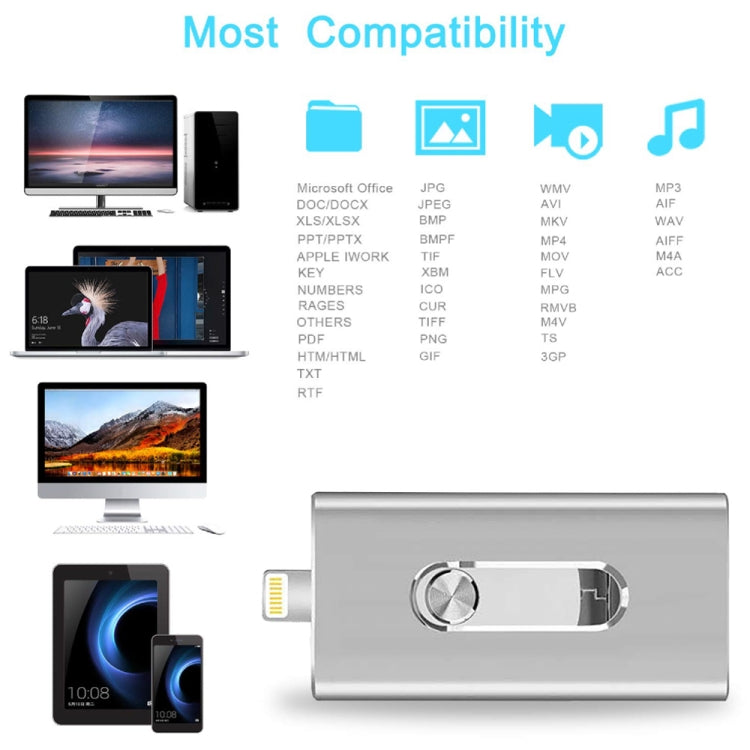 RQW-02 3 in 1 USB 2.0 & 8 Pin & Micro USB 64GB Flash Drive(Red)