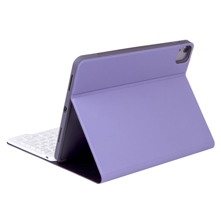 X-11B Skin Plain Texture Detachable Bluetooth Keyboard Tablet Case for iPad Pro 11 inch 2020 / 2018, with Pen Slot (Light Purple)