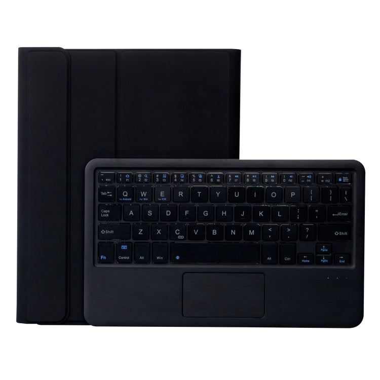 YT11B-A Detachable Candy Color Bluetooth Keyboard Leather Tablet Case with Touch Pad & Pen Slot & Holder for iPad Pro 11 2022 / 2021 / Air 5 / Air 4 (Black)