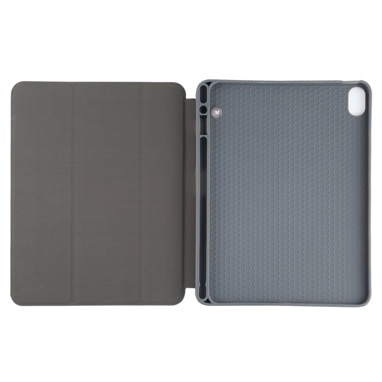 Mutural YASHI Series TPU + PU Cloth Pattern Texture Horizontal Flip Leather Case with Three-folding Holder & Pen Slot & Wake-up / Sleep Function For iPad Air 2022 / 2020 10.9(Black)