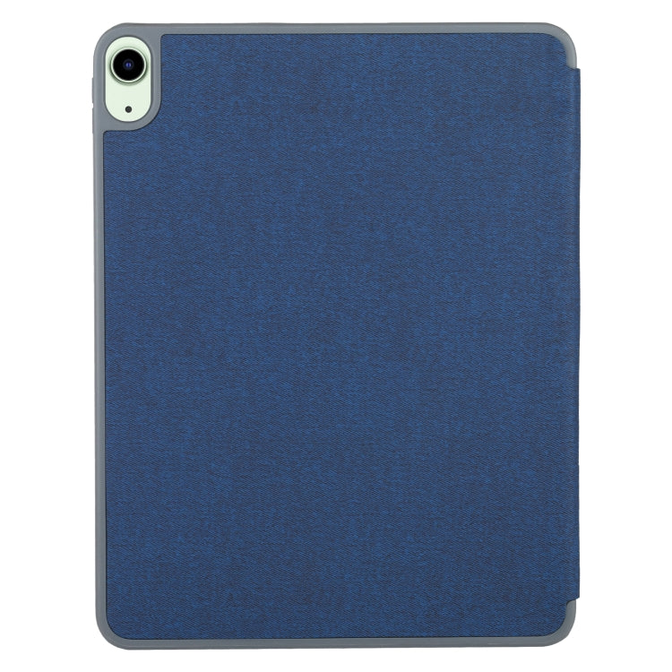 Mutural YASHI Series TPU + PU Cloth Pattern Texture Horizontal Flip Leather Case with Three-folding Holder & Pen Slot & Wake-up / Sleep Function For iPad Air 2022 / 2020 10.9(Blue)