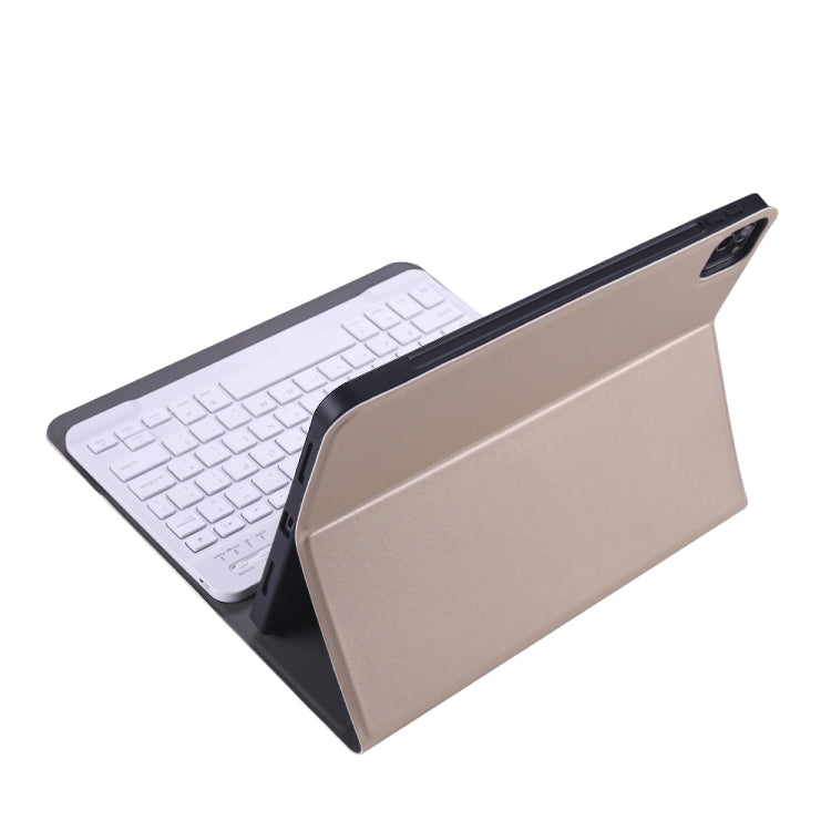 A11B Bluetooth 3.0 Ultra-thin ABS Detachable Bluetooth Keyboard Leather Tablet Case with Holder & Pen Slot for iPad Pro 11 2022 / 2021 / Air 5 / Air 4 (Gold) - For iPad Pro by PMC Jewellery | Online Shopping South Africa | PMC Jewellery | Buy Now Pay Later Mobicred