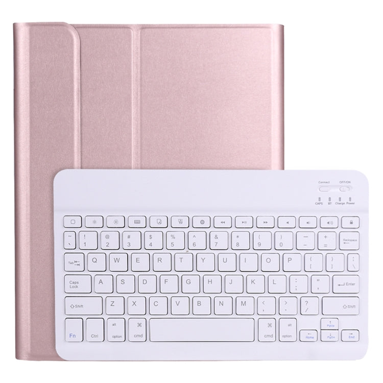 A11B Bluetooth 3.0 Ultra-thin ABS Detachable Bluetooth Keyboard Leather Tablet Case with Holder & Pen Slot for iPad Pro 11 inch 2021 (Rose Gold)