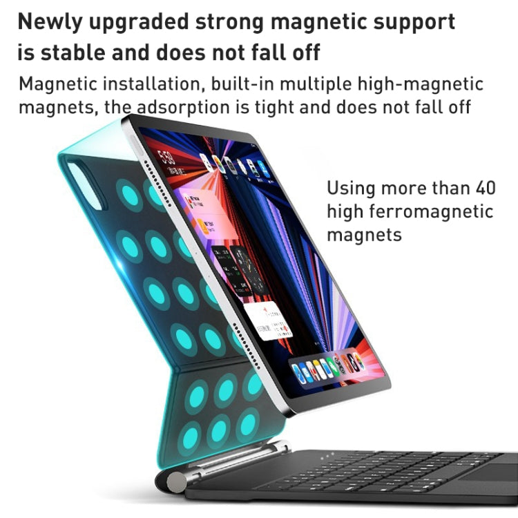 T89 Magic Suspended Bluetooth Keyboard Leather Case For iPad Pro 12.9 2022 / 2021 / 2020 / 2018(Black)
