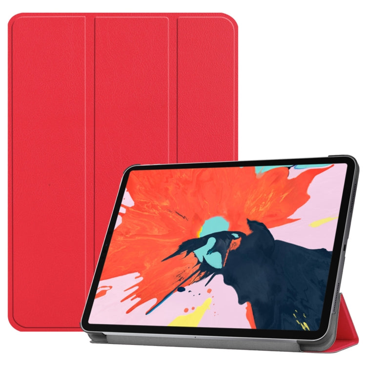 Custer Texture Horizontal Flip PU Leather Case for iPad Air 13 2024 / iPad Pro 12.9 inch (2018), with Three-folding Holder & Sleep / Wake-up Function(Red)