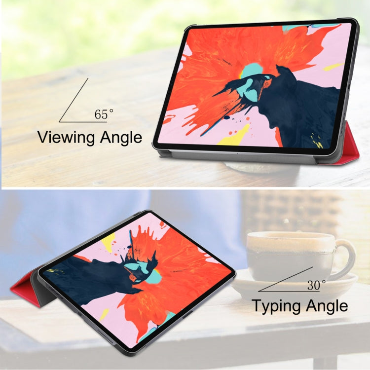 Custer Texture Horizontal Flip PU Leather Case for iPad Air 13 2024 / iPad Pro 12.9 inch (2018), with Three-folding Holder & Sleep / Wake-up Function(Red)