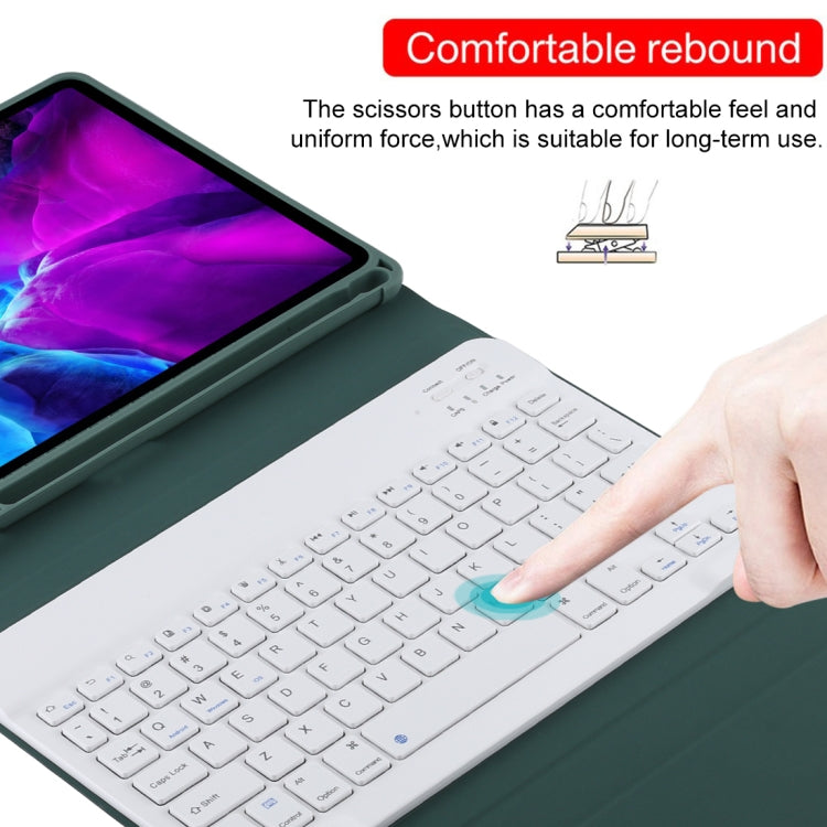 TG11B Detachable Bluetooth White Keyboard + Microfiber Leather Tablet Case for iPad Pro 11 inch (2020), with Pen Slot & Holder (Dark Green) - For iPad Pro by PMC TechLife | Online Shopping South Africa | PMC TechLife