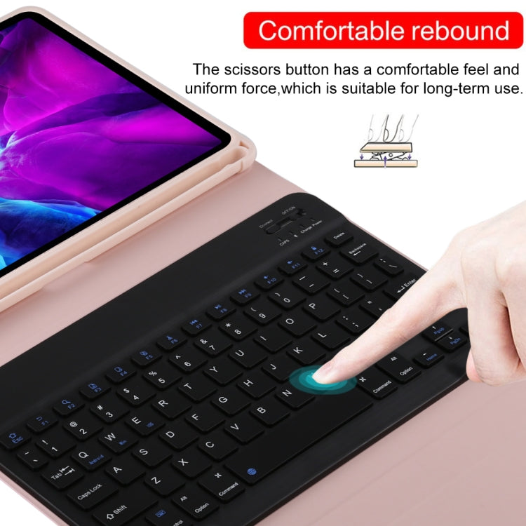 TG11B Detachable Bluetooth Black Keyboard + Microfiber Leather Tablet Case for iPad Pro 11 inch (2020), with Pen Slot & Holder (Pink) - For iPad Pro by PMC TechLife | Online Shopping South Africa | PMC TechLife