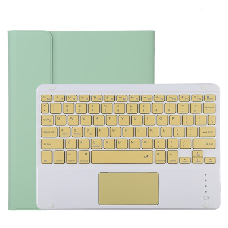 TG11BC Detachable Bluetooth Yellow Keyboard Microfiber Leather Tablet Case for iPad Pro 11 inch (2020), with Touchpad & Pen Slot & Holder (Green)