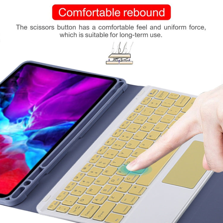 TG11BC Detachable Bluetooth Yellow Keyboard Microfiber Leather Tablet Case for iPad Pro 11 inch (2020), with Touchpad & Pen Slot & Holder (Purple) - For iPad Pro by PMC TechLife | Online Shopping South Africa | PMC TechLife