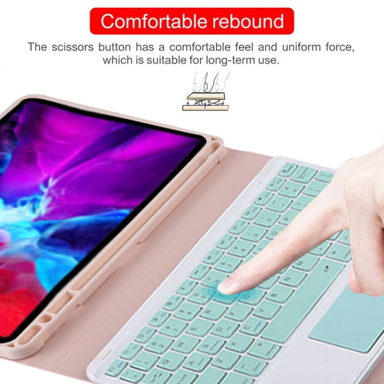 TG11BC Detachable Bluetooth Green Keyboard Microfiber Leather Tablet Case for iPad Pro 11 inch (2020), with Touchpad & Pen Slot & Holder (Pink) - For iPad Pro by PMC TechLife | Online Shopping South Africa | PMC TechLife