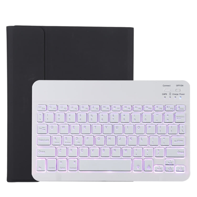 TG11BS Detachable Bluetooth White Keyboard Microfiber Leather Tablet Case for iPad Pro 11 inch (2020), with Backlight & Pen Slot & Holder (Black)