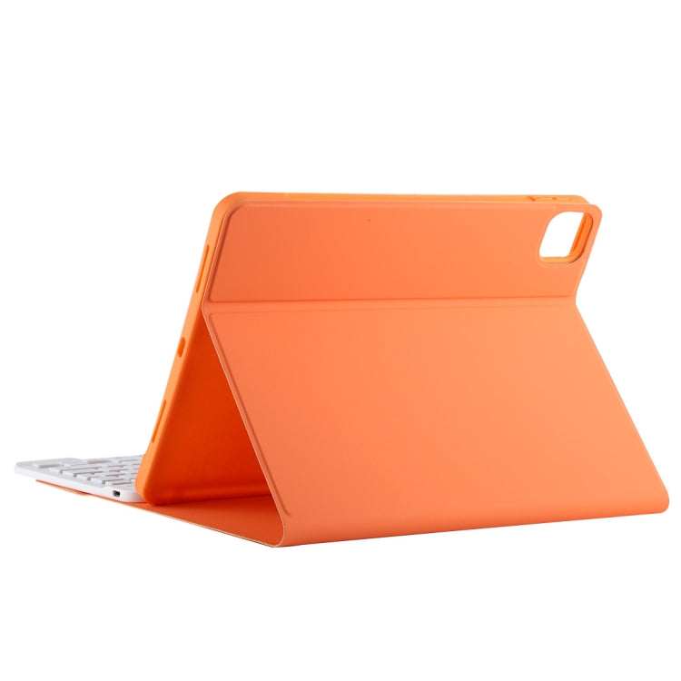 TG11BS Detachable Bluetooth White Keyboard Microfiber Leather Tablet Case for iPad Pro 11 inch (2020), with Backlight & Pen Slot & Holder (Orange)