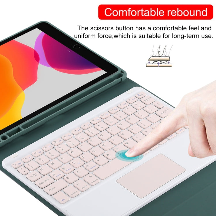 TG-102BC Detachable Bluetooth Pink Keyboard + Microfiber Leather Tablet Case for iPad 10.2 inch / iPad Air (2019), with Touch Pad & Pen Slot & Holder(Dark Green) - For iPad Air by PMC TechLife | Online Shopping South Africa | PMC TechLife