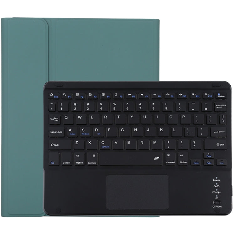 TG-102BC Detachable Bluetooth Black Keyboard + Microfiber Leather Tablet Case for iPad 10.2 inch / iPad Air (2019), with Touch Pad & Pen Slot & Holder(Dark Green)