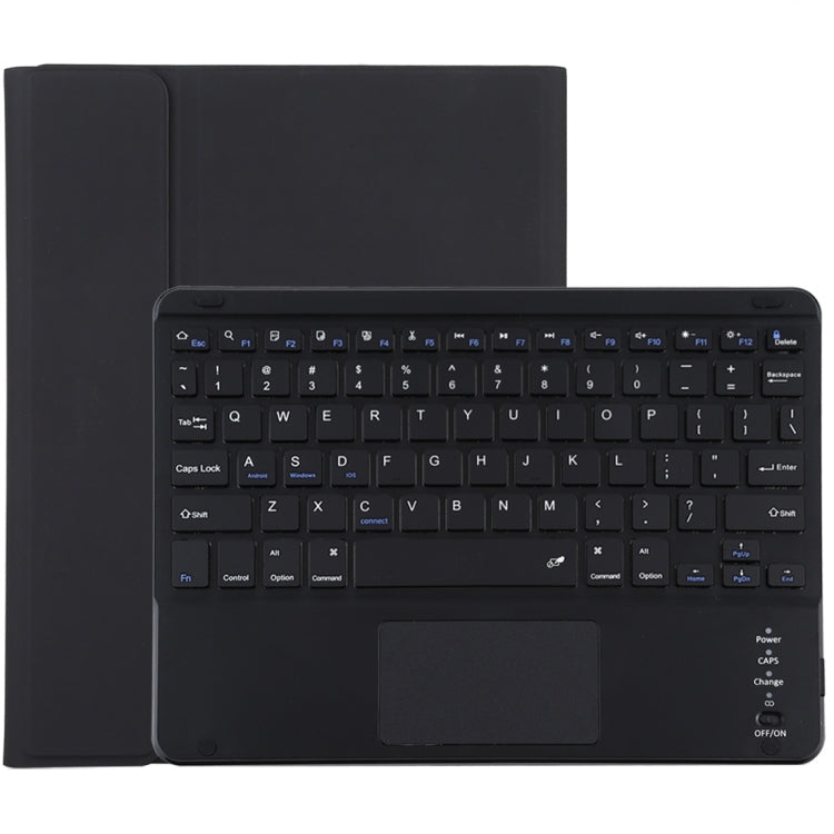 TG109BC Detachable Bluetooth Black Keyboard + Microfiber Leather Tablet Case for iPad Air 2020, with Touch Pad & Pen Slot & Holder (Black)
