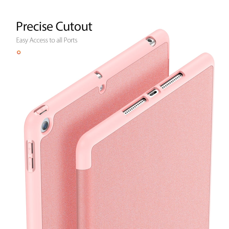 For iPad 10.2 DUX DUCIS Domo Series Horizontal Flip Magnetic PU Leather Case with Three-folding Holder & Pen Slot & Sleep / Wake-up Function (Pink)