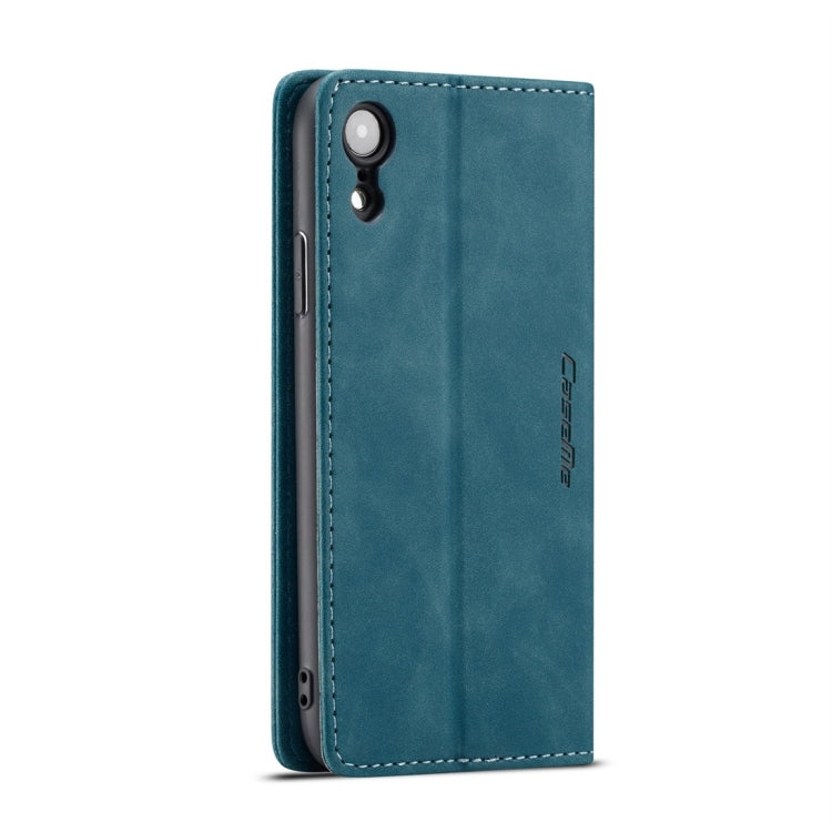 For iPhone XR CaseMe-013 Multifunctional Retro Frosted Horizontal Flip Leather Case with Card Slot & Holder & Wallet(Blue)