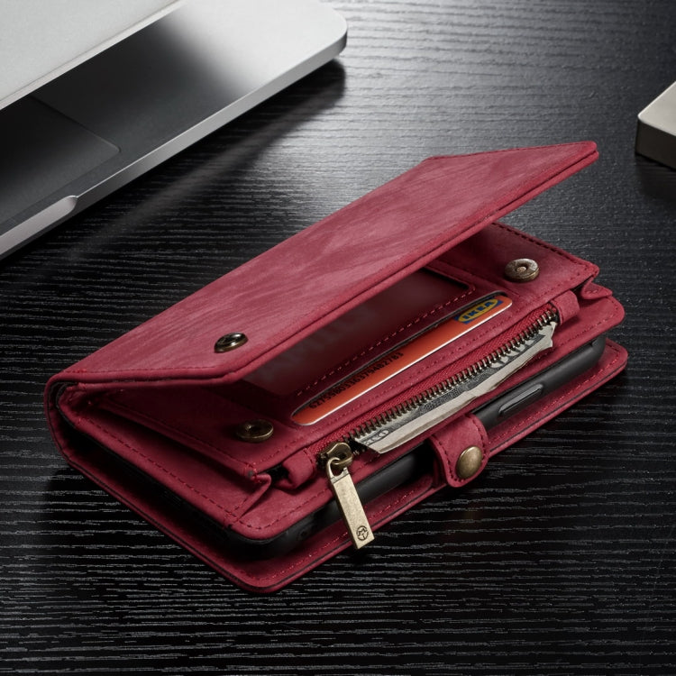 For iPhone XR CaseMe Detachable Multifunctional Horizontal Flip Leather Case with Card Slot & Holder & Zipper Wallet & Photo Frame (Red)