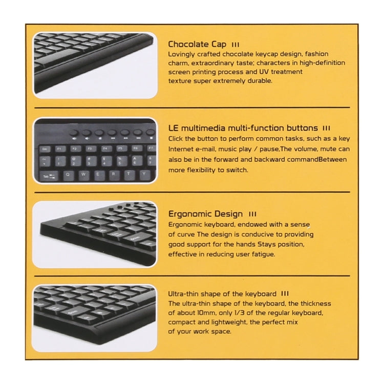 KB-301A Multimedia Notebook Mini Wired Keyboard, Arabic Version (Black)