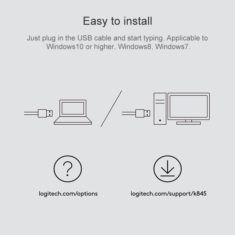 Logitech K835 Mini Mechanical Wired Keyboard, Green Shaft (White) - free shipping - PMC Jewellery - Order now!