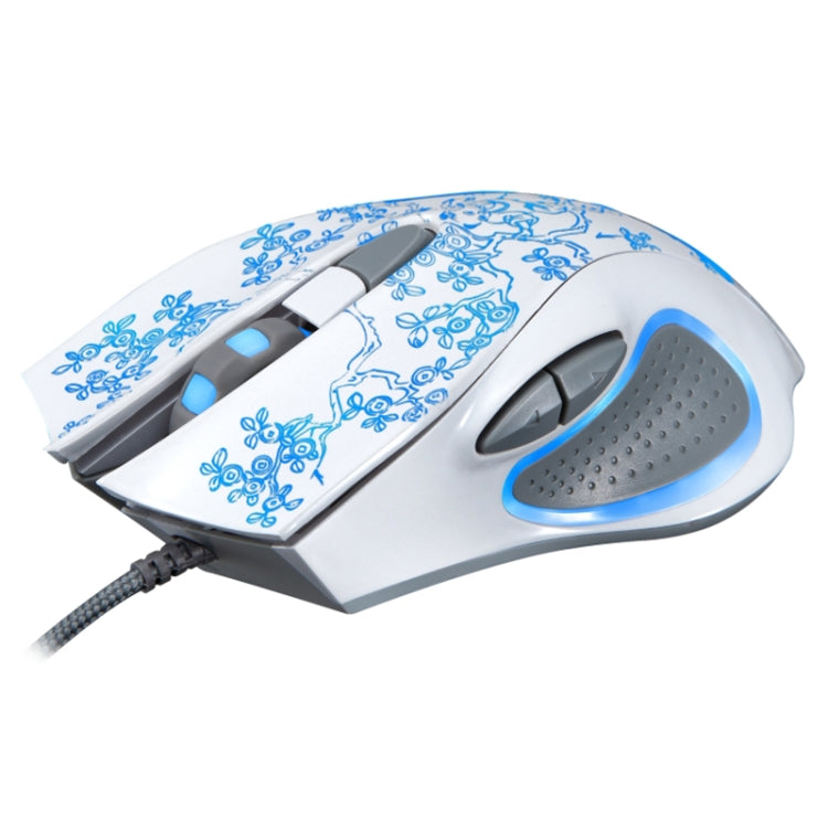 ZGB 169 USB 2400DPI Four-speed Adjustable LED Backlight Wired Optical E-sport Gaming Mouse with Counter Weight, Length: 1.45m(White)