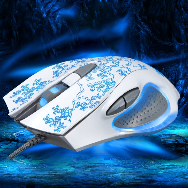 ZGB 169 USB 2400DPI Four-speed Adjustable LED Backlight Wired Optical E-sport Gaming Mouse with Counter Weight, Length: 1.45m(White)