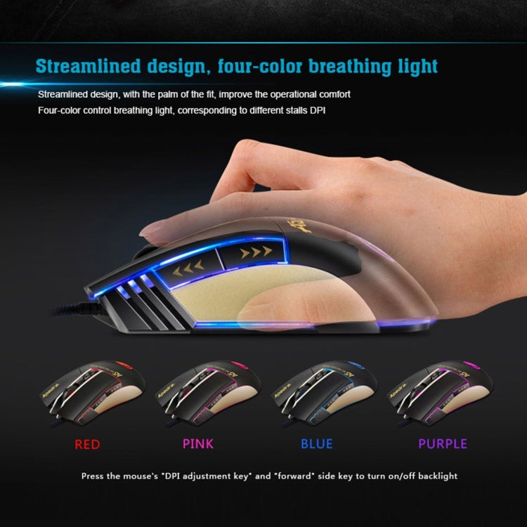 Apedra iMICE A5 High Precision Gaming Mouse LED four color controlled breathing light USB 7 Buttons 3200 DPI Wired Optical Gaming Mouse for Computer PC Laptop(Black) - Wired Mice by iMICE | Online Shopping South Africa | PMC Jewellery | Buy Now Pay Later Mobicred