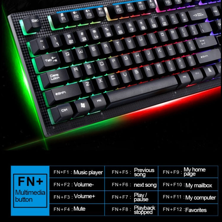 ZGB G20 1600 DPI Professional Wired Glowing Mechanical Feel Suspension Keyboard + Optical Mouse Kit for Laptop, PC(White)
