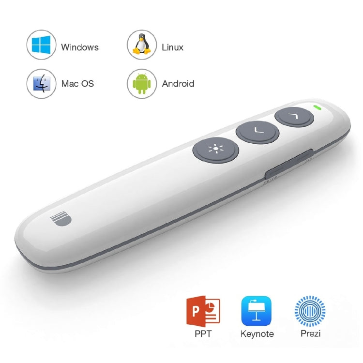 Doosl DSIT007 2.4GHz Rechargeable Powerpoint Presentation Wireless Cliker Remote Control Pen, Control Distance: 10m(White) - free shipping - PMC Jewellery - Order now!