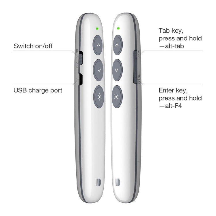 Doosl DSIT007 2.4GHz Rechargeable Powerpoint Presentation Wireless Cliker Remote Control Pen, Control Distance: 10m(White) - free shipping - PMC Jewellery - Order now!