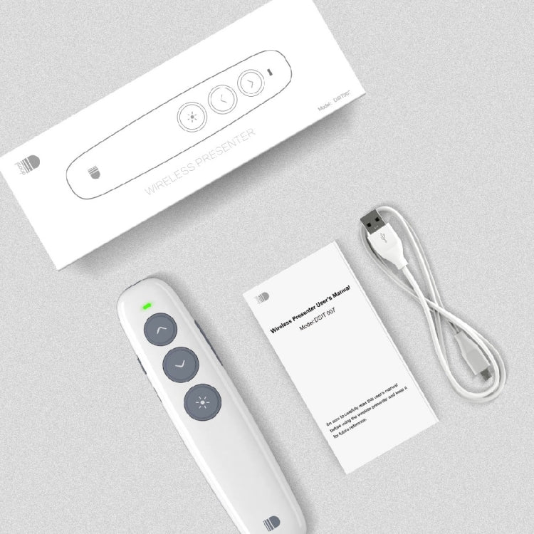 Doosl DSIT007 2.4GHz Rechargeable Powerpoint Presentation Wireless Cliker Remote Control Pen, Control Distance: 10m(White) - free shipping - PMC Jewellery - Order now!