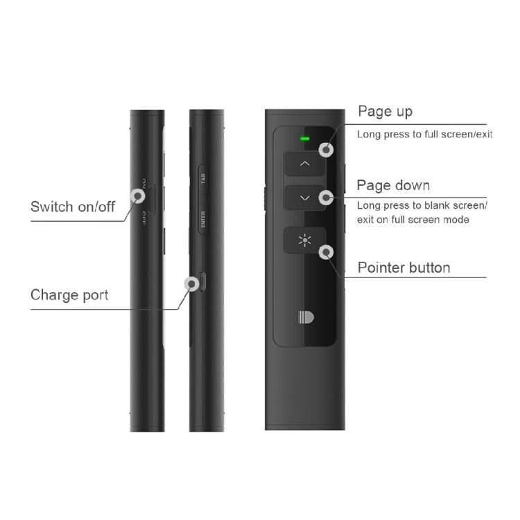 Doosl DSIT013 2.4GHz Rechargeable PowerPoint Presentation Remote Control Multi-functional Laser Pointer for PowerPoint / Keynote / Prezi, Control Distance: 100m(Black) - by DOOSL | Online Shopping South Africa | PMC Jewellery | Buy Now Pay Later Mobicred