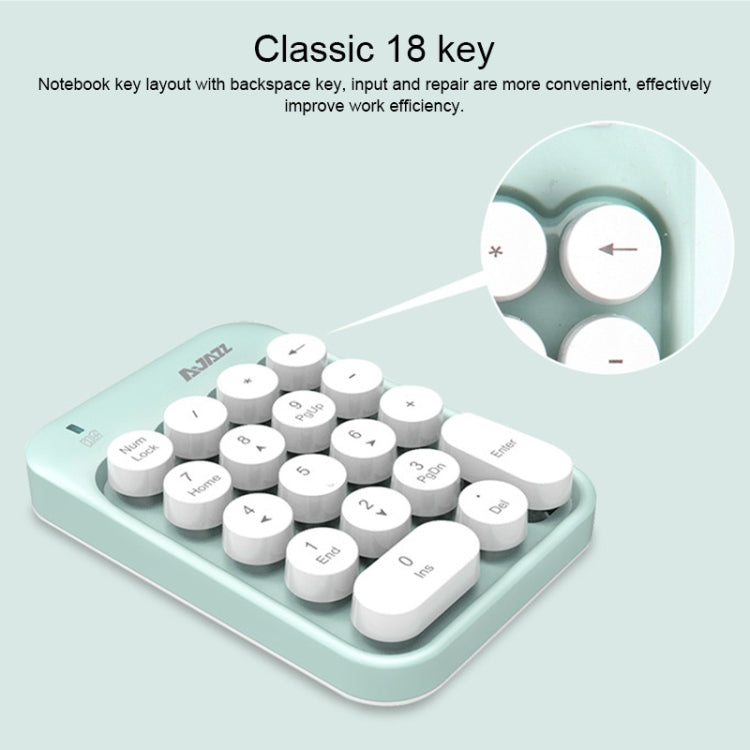 Ajazz AK18 2.4G Mini Wireless Mixed Color Keys Numeric Keyboard (Green) - free shipping - PMC Jewellery - Order now!