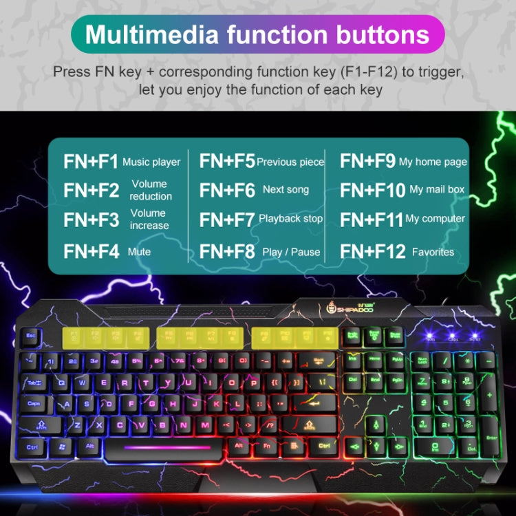 SHIPADOO D620 104-key Wired RGB Color Cracked Backlight Gaming Keyboard Mouse Kit for Laptop, PC - Wired Keyboard by SHIPADOO | Online Shopping South Africa | PMC Jewellery | Buy Now Pay Later Mobicred