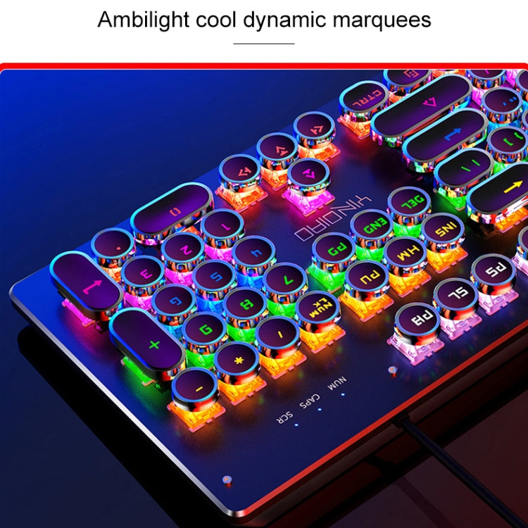 YINDIAO Electroplating Punk Mixed Light USB Mechanical Gaming Wired Keyboard, Blue Shaft (Black)