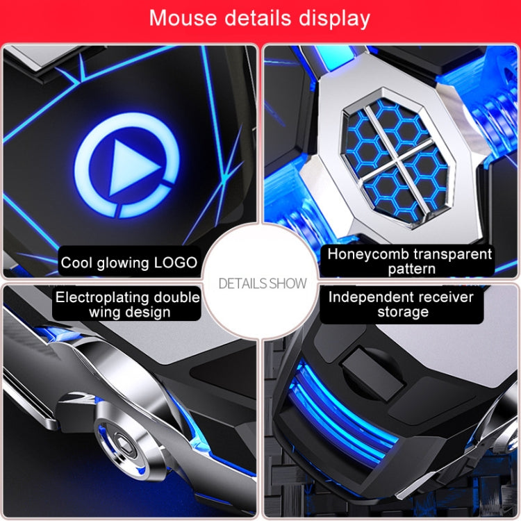 YINDIAO A7 2.4GHz 1600DPI 3-modes Adjustable 7-keys Rechargeable RGB Light Wireless Silent Gaming Mouse (White)