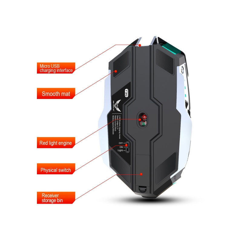 ZERODATE T30 2.4GHz 2400DPI Three-speed Adjustable RGB Backlight Wireless Optical Mouse(Grey) - free shipping - PMC Jewellery - Order now!