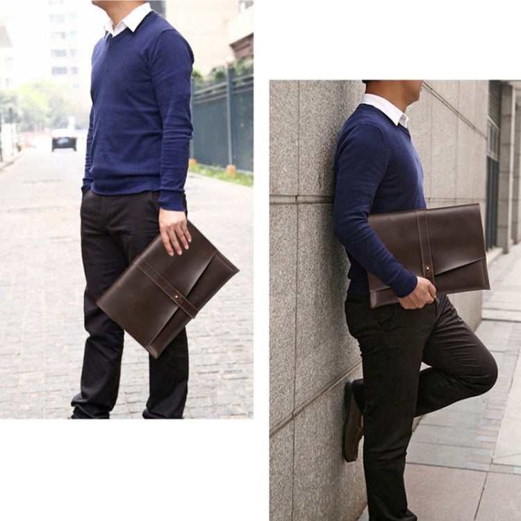 Universal Genuine Leather Business Power Adapter Laptop Tablet Bag with Cable Winder, For 15.4 inch and Below Macbook, Samsung, Lenovo, Sony, DELL Alienware, CHUWI, ASUS, HP(Coffee) - 15 inch by PMC TechLife | Online Shopping South Africa | PMC TechLife | Buy Now Pay Later Mobicred