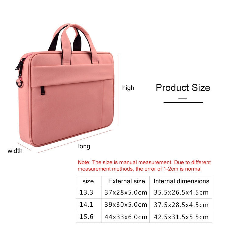 DJ03 Water-resistant Anti-scratch Anti-theft One-shoulder Handbag for 14.1 inch Laptops, with Suitcase Belt(Pink)