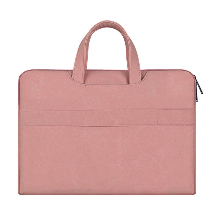 ST06 Water-resistant PU Leather Zipper Hidden Portable Strap One-shoulder Handbag for 14.1 inch Laptops, with Suitcase Belt (Pink)