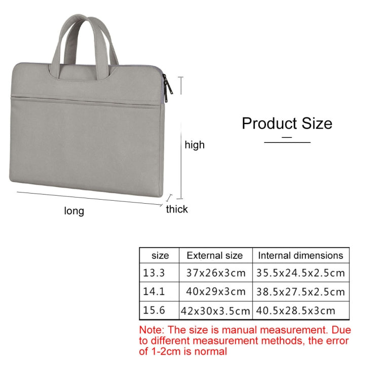 ST06 Water-resistant PU Leather Zipper Hidden Portable Strap One-shoulder Handbag for 14.1 inch Laptops, with Suitcase Belt (Light Grey)