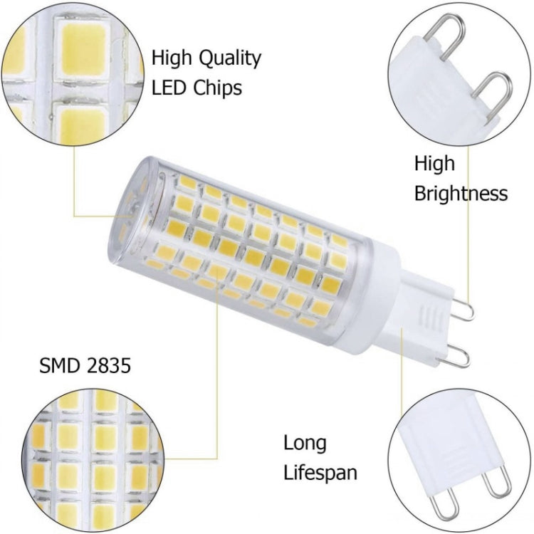 G9 102 LEDs SMD 2835 6000-6500K LED Corn Light, AC 220V(White Light)